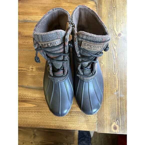SPERRY Saltwater Wool Plaid Duck Winter Boots Waterproof Snow STS87717 - Picture 2 of 8